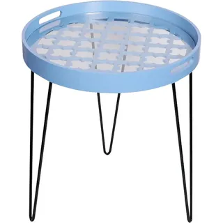 Kayoom Beistelltisch »River 210,moderner Beistelltisch in runder Form, umrandete Tischplatte« 1 Stk. tlg. Praktischer Beistelltisch, in Handarbeit gefertigt, stabiler Stand, blau