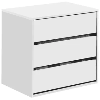 Dmora Newport Kommode, mit 3 Schubladen, Niedrige Kommode für die Schrankinnenausstattung, Moderner Kommode, cm 60x44h57, Weiß - Weiß