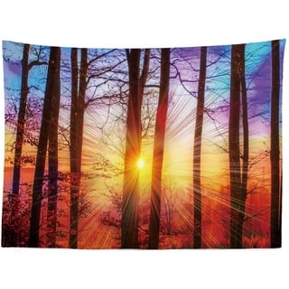 Ulticool - Bäume Sonnenuntergang Natur - Wandteppich - 200x150 cm - Großer Wandteppich - Poster Dekoration - Wald - Deko - Tuch - Zubehör für Schlafzimmer Wohnzimmer