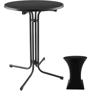 Tectake tectake® Stehtisch rund mit Tischhusse, standfest, bodenschonende Kunststofffüße - Ausgleichsschraube