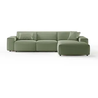 KAWOLA Sofa RANI Ecksofa Cord olivgrün Recamiere rechts - Grün