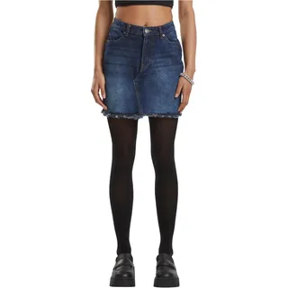 Urban Classics Damen Rock Ladies Heavy Mini Denim Skirt, Jeans Minirock, kurzer Jeansrock mit offenem Saum