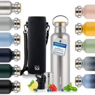 Blumtal Thermosflasche 1L - doppelwandige Trinkflasche Edelstahl 1L - Isolierflasche 1L BPA frei - Edelstahl Trinkflasche - Teeflasche - Trinkflasche Thermo - Sportflasche 1000ml - Stainless Steel