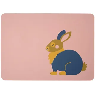 ASA Kids Tischset Kaninchen Karla aus PVC in Lederoptik in der Farbe Rosa-Blau, Maße: 46cm x 33cm x 0,2cm, 78837420