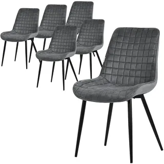 ML-Design Esszimmerstuhl Samt Anthrazit 6er Set