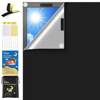 Fuloon 100% Fenster Verdunkelung,54 x 145cm Dachfenster Verdunkelung ohne Bohren, Verdunkelungsfolie Verdunklungsrollo ohne Bohren Für Schlafsaal, Schlafzimmer, Reisen