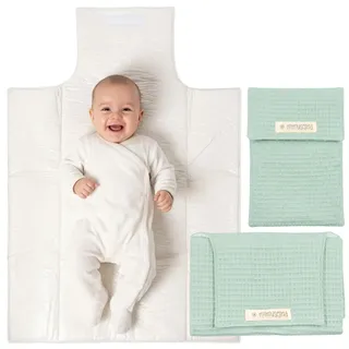 MIMUSELINA | Set mit tragbarer Wickelunterlage Unterwegs und Wickeltasche | Wasserdicht, Faltbar und aus 100% OEKO-TEX Baumwolle | Baby-Zubehör für unterwegs oder auf Reisen