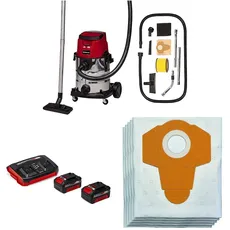 Einhell Akku-Nass-Trockensauger TE-VC 36/25 Li S Power X-Change (36 V, ECO/BOOST-Mode, 150 mbar Saugleistung, Edelstahlbehälter 25l, inkl. 2x 4,0Ah Akku ́s & Twincharger, inkl. 5x Vliesbeutel)