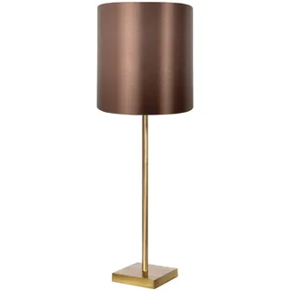 Tischleuchte Tischlampe groß h: 68,5 cm Messing Stoff in Bronze Braun E27 Modern