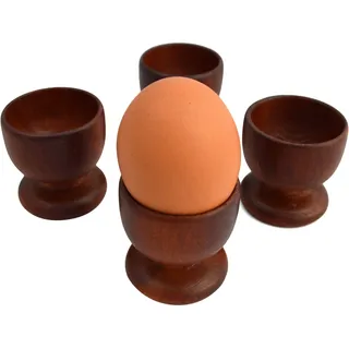 4 braune Eierbecher aus Holz