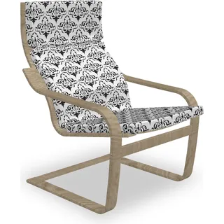 ABAKUHAUS Bärenklau Poäng Sessel Polster, Monochrome Antike Motiv, Sitzkissen mit Stuhlkissen mit Hakenschlaufe und Reißverschluss, Charcoal Grau Weiß - Grau