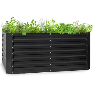 Blumfeldt Hochbeet aus Metall, Wetterfestes Stahl-Hochbeet für Balkon & Garten, Rostfreies Hochbeet Verzinkt, Freistehende Hochbeete 120x60x60 cm, 432L Pflanzkübel Groß für Blumen, Obst, Gemüse - Grau