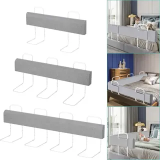 TolleTour 150cm Bettgitter Bettschutzgitter Kinderbettgitter für Kinder Höhenverstellbar 5-Loch Rausfallschutz Babybettgitter für Familienbett und Kinderbett Grau - Grau