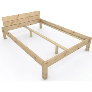 Pfostenbett "metallarm" Zirbe Massivholz "Daybett" 140 x 200cm 38cm Höhe - Naturbelassen