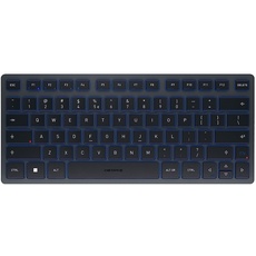 CHERRY KW 7100 MINI BT, Kompakte Multi-Device-Tastatur mit 3 Bluetooth-Kanälen, EU-Layout (QWERTY), Flaches Design, inkl. Transporttasche, Slate Blue