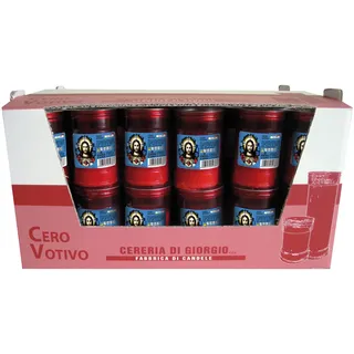 Packung mit 60 Votivkerzen, die dem Heiligen Herzen gewidmet sind - Modell P30 - Brenndauer 25 Stunden - Cereria Di Giorgio