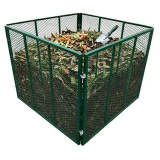 Relaxdays Komposter Metall, Biokomposter Garten, HBT: 80 x 100 x 100 cm, 800 Liter, Laubkomposter, Gitter, Stahl, grün