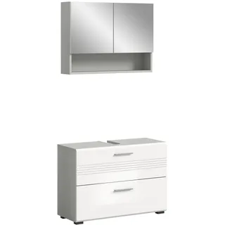 xonox.home Badkombination 80 cm x 190 cm x 32 cm Grau-Weiß 2-tlg.