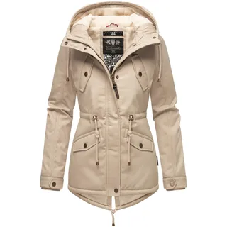 Marikoo Damen, warme Winterjacke mit kuscheliger verstellbarer Kapuze Manolya Light Taupe Gr. XXL - XXL