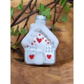Christbaumkugel Haus Nellas, weiß mit Herz