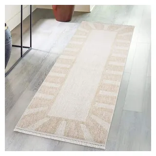 Carpet City »CLASICO 9152« rechteckig 11 mm Höhe Läufer, Kurzflor, Hochtief-Muster, Boho, Fransen, Wohnzimmer,