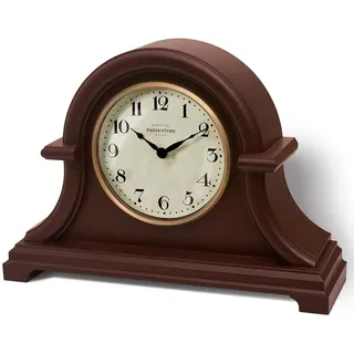 Presentime & Co. Kaminuhr, Vintage-Landhaus-Serie, Napoleon-Schreibtisch- und Regaluhr, 33 x 25,4 cm, gewölbtes Uhrenglas, Quarzwerk, ABS-Kunststoffgehäuse, Walnussbraun (Heim-/Tischdekoration)
