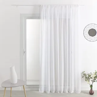 HomeMaison.com Vorhang, einfarbig, Leineneffekt, Weiß, Vorhang, 240 x 240 cm, Kräuselband, Vorhang mit Kräuselband, Blickdicht, Fenstergardine, modern