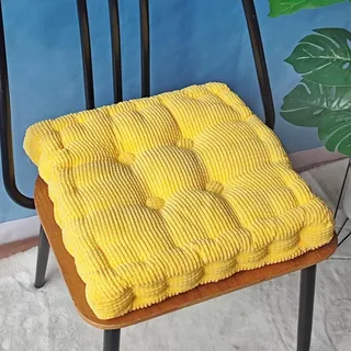 Bettschlange Sitzkissen Outdoor, 2er Set Stuhlkissen 45x45cm, Dicke Bodenkissen, Sitzpolster Outdoor für Bank und Gartenstuhl(Quadrat,Gelb,45 x 45 cm)
