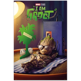 Grupo Erik Offizielles Marvel Groot Get Your Groot On Poster – 91 x 61,5 cm – Versand gerollt – Marvel Poster – Coole Poster – Kunstposter – Poster & Drucke – Wandposter