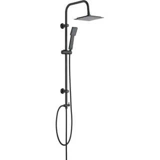 Wenko Duschsystem Cuadro mit Regendusche und Handbrause Schwarz 20x20 cm