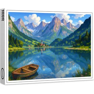raxxa Premium-Puzzle "See in den Alpen im Anime Stil", 1000 Teile