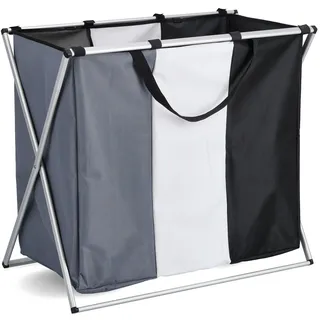 Zeller Present Wäschesortierer 3 Fächer, Polyester/Aluminium, schwarz, weiß, grau),