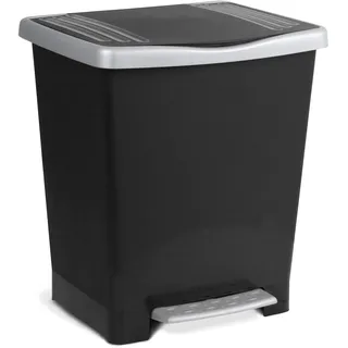 TATAY Millenium Mülleimer mit Pedal 21L | Mattes Finish | Innen und Außen | Für 20–30L Beutel | BPA-freier, robuster Kunststoff | 33,5x30x39 cm, Schwarz
