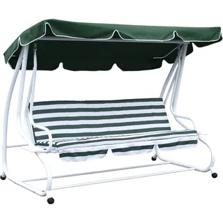 DEGAMO Hollywoodschaukel Gartenschaukel MIAMI 4-sitzer 228cm, Gestell weiss, Bezüge grün, mit Liegefunktion - Grün, Weiß