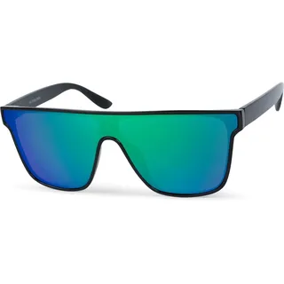 Stylebreaker "Monoglas Shield Sonnenbrille, 1 Stk., gestell schwarz, glas grün, blau verspiegelt),