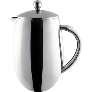 Café Olé BFD-06 Doppelwandiger, Bauchiger Kaffeebereiter aus hochwertigem Edelstahl 18/10 – Hochglanzpolitur, 6 Mokkatassen, 800ML, 0.8L, Steel