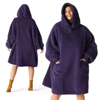 BEDSURE Hoodie Decke mit Ärmeln - Kuschelpullover als Geschenke für Frauen - Tragbare Decke zum Anziehen Erwachsene Kuscheldecke mit Ärmeln Weihnachtsgeschenke für Frauen Herren Damen, Lila 95x85