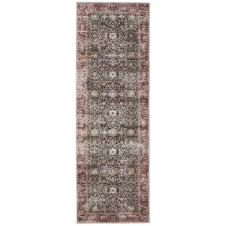 benuta Vintage-Läufer George waschbar 80x240 cm , Multicolor, Rot , Kunststoff , Vintage , Rechteckig , 80x240 cm , Oeko-Tex® Standard 100 , in verschiedenen Größen erhältlich, rutschfeste Unterfläche, waschbar , Teppiche und Böden, Teppiche, Teppichläufer, Läufer