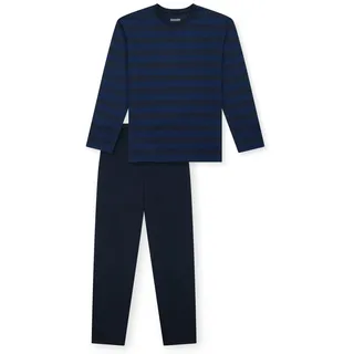 SCHIESSER Jungen Schlafanzug, lang - Teens, offenes Bein, Baumwolle, gestreift Dunkelblau 152