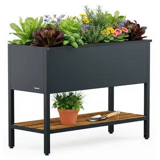 Herstera Garden Metall Deco Hochbeet inkl. Beleuchtung 40x100x80 cm - Grau
