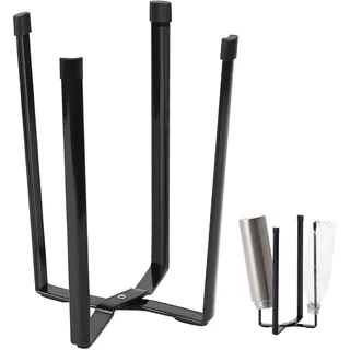 Abtropfgestell Flaschen, Schwarz Faltbarer Besteckabtropfer, Flaschen Abtropfständer, Flaschentrockner Ständer, Metall Abtropfgestell, Flaschenständer zum Abtropfen, für Tassen Weingläser, Teller