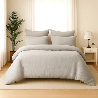 Wolkenfeld »Wolkenfeld Premium Musselin mit Reißverschluss« 4 tlg., tlg. aus 100% Baumwolle, – Atmungsaktiv – Weich – inkl. Kissenbezug 80x80