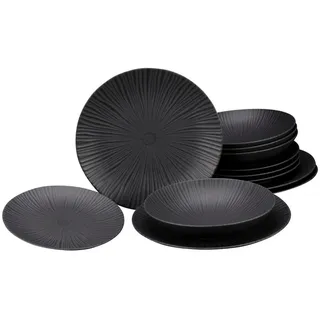CreaTable Vesuvio Tafelservice 12-tlg. schwarz unifarben