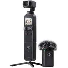 DJI Pocket 2 Creator Combo - 3-Achsen-Gimbal-Stabilisator mit 4K-Kamera, 1/1,7 Zoll CMOS, 64 MP Foto, Gesichtsverfolgung, YouTube, Vlog, tragbare Videokamera für Android und iPhone, Schwarz