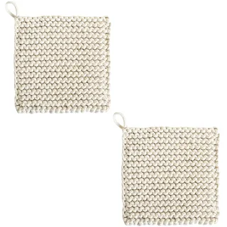 2 Stück 19x19 cm Gehäkelte Topflappen, Topflappen Für Die Küche, Mit Aufhängeschlaufe, Hitzebeständige Tischsets für Heiße Schüsseln, Teekannen, Töpfe Und Teller (2)