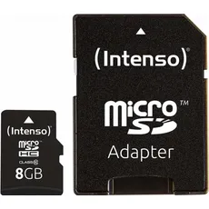 Intenso MEMORY MICRO SDHC 8GB C10/W/ADAPTER 3413460 (microSDHC, 8 GB), Speicherkarte