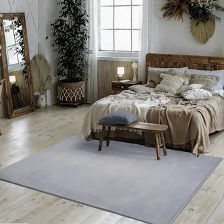 Mia's Teppiche Nova kuschelig Warmer Fellteppich, weich und elegant, waschbar und Fußbodenheizung geeignet, Öko-Tex Zertifiziert, Grau