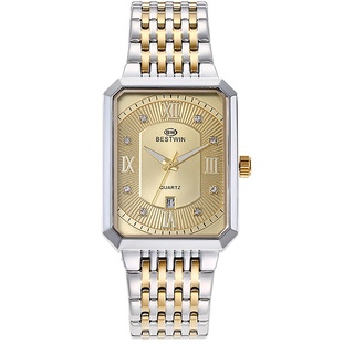 JewelryWe Uhren Herren Edelstahl Rechteckig: 30m wasserdichte Kalender Analog Quarz Armbanduhr Herrenuhr Edelstahl Band Geschäft Lässige Uhr mit Gold Strass Römischen Zahlen Rechteck Zifferblatt