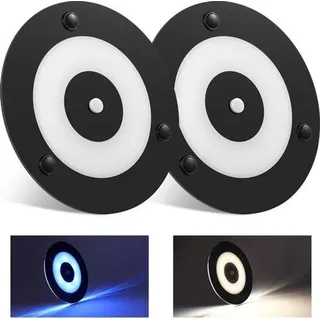 LED-Dachlampe Acryl Scheibe Domlicht mit Druckschalter & Blau Nachttischlampe - 12V - 120mm - Pucklicht - Schwarz Farbe - Dimmbar - Camper Boot Caravan - 2 Stück - 4000K