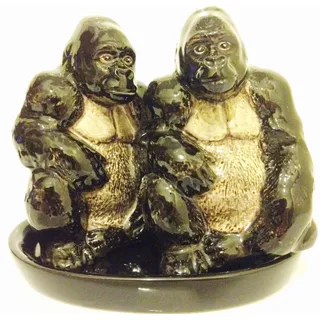 Keramik Salz- und Pfefferstreuer Set, Tiermotiv, Fauna, ca. 13 x 9 cm (Gorillas)